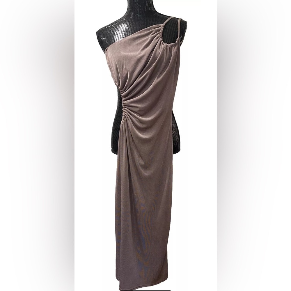 Edit by Nine Bodycon Gray one shoulder midi dress Size Small